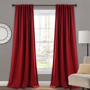 Lush Decor - 84"x52" Insulated Back Tab Blackout Window Curtain Red